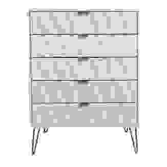Element 5 Drawer Chest Gold Legs Gold Legs In White,Pink,Blue,Grey Or Bardolino